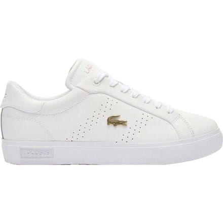 Lacoste Dames/Dames Powercourt 2.0 Leren Trainers (Wit/Goud)