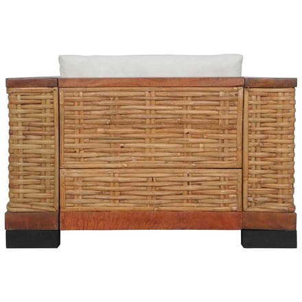 vidaXL - Fauteuil - met - kussens - natuurlijk - rattan - bruin