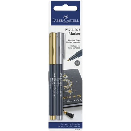 Faber-Castell 160796 markeerstift 2 stuk(s) Borstelpunt Goud, Metallic