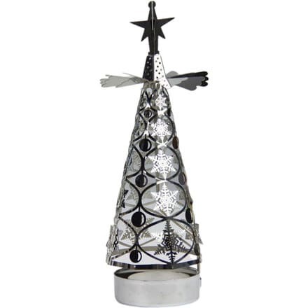 Bougie d'aromathérapie de Noël, bougeoir rotatif en forme d'arbre chaud, lumière de marche gray