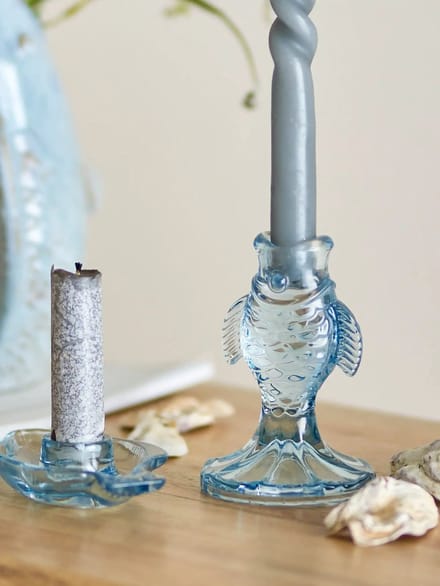 Bloomingville Kandelaar glas blauw Linley set van 2