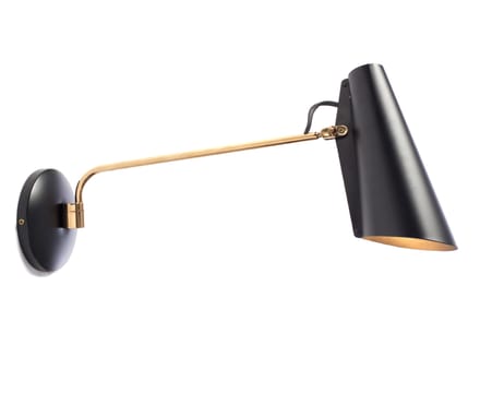Northern - Birdy wandlamp - zwart/messing - Swing