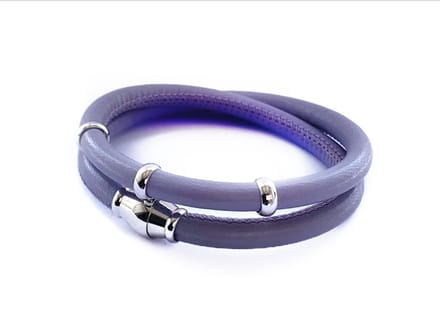 NIEUW! Jolla - dames wikkel armband - zilver - leer - magneetsluiting - bedels - Basic Silver - Paars