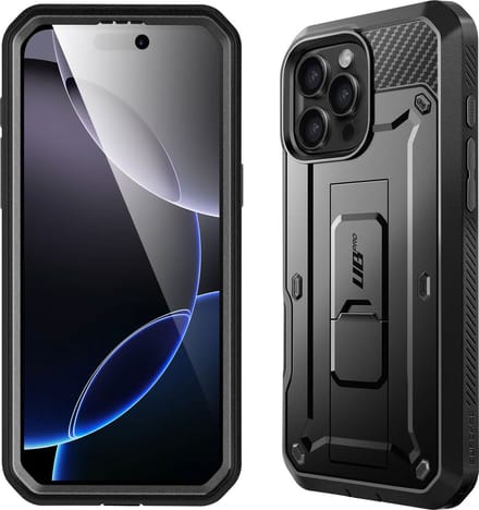Supcase 360 Backcase hoesje met screenprotector geschikt voor iPhone 16 Pro Max - Zwart