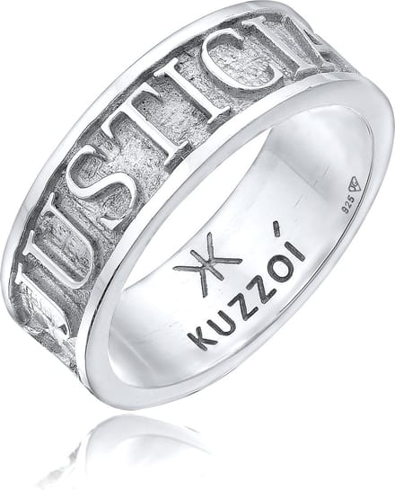 KUZZOI - Ring - Heren Band Belettering Massief in 925 Sterling Zilver - Heren