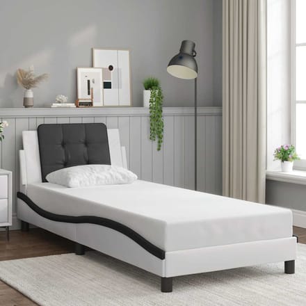vidaXL - Bedframe - zonder - matras - "Zadar" - kunstleer - zwart - en - wit - 100x200 - cm
