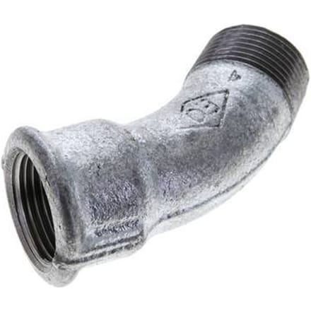 L-Koppeling 45°  R3/4 '' Buitendraad X Rp3/4 '' Binnendraad Gietijzer 25bar [2 Stuks]