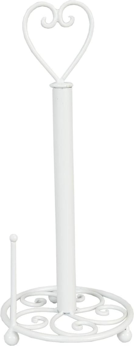 Clayre & Eef Keukenrolhouder Ø 18x39 cm Wit IJzer Hart