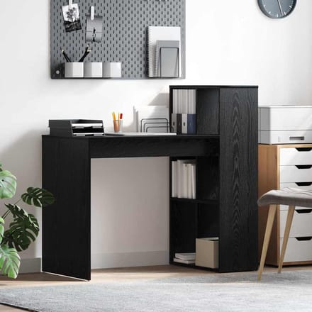 vidaXL - Bureau - Zwart - Eiken - Bewerkt - hout - 108 - x - 55 - x - 103.5 - cm
