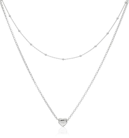 Glow 102.2341.45 Dames Ketting Dubbel met Hartje 45 cm Zilver