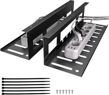 Kabelgoot voor bureau - 2-delige set, 80 cm, zwart, metaal