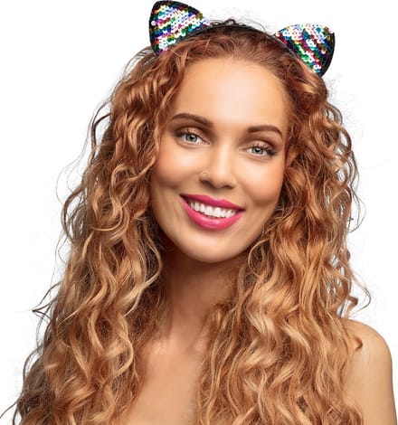 Boland - Diadeem Sequins cat regenboog Multi - - Volwassenen - Vrouwen - Dieren - Pride - Kattenoren