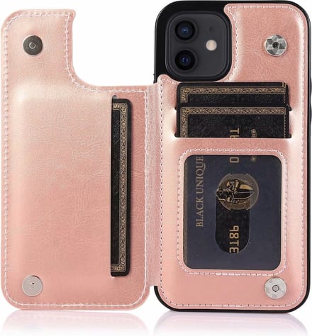 Hoesje geschikt voor iPhone 13 - Backcover - Pasjeshouder - Portemonnee - Kunstleer - rose goud