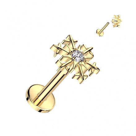 Piercing titanium snowflake 1.2x8 - goud - LMPiercings