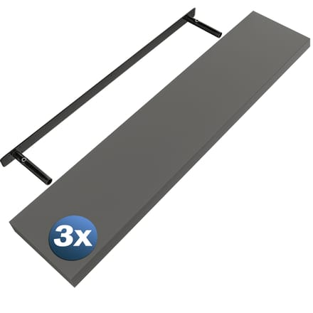 Wandplank Zwevend 3 Stuks Grijs MDF 110x23x3,8cm