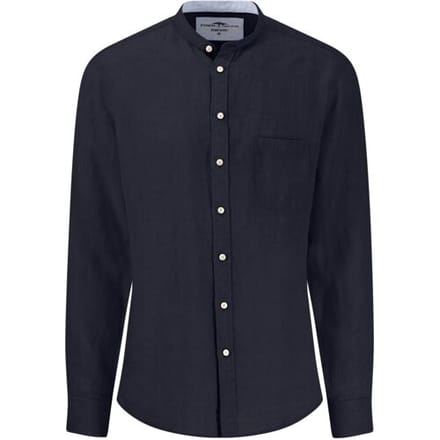 Fynch-Hatton Overhemd Premium Linnen Solid Color Stand-Up Collar Navy / male