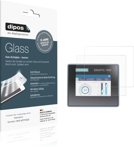 dipos – 2x Matte Pantserfolie geschikt voor Siemens Simatic HMI MTP400 | 9H Screenprotector
