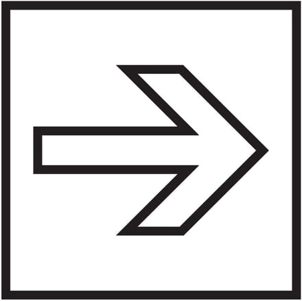 Pijl rechtdoor sticker, wit zwart 150 x 150 mm