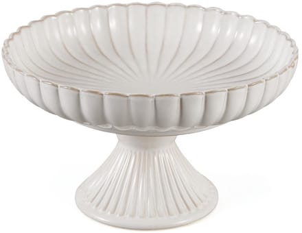 Bloomy – serveerschaal op voet – groot – bloemvormig porselein – wit – Ø28 cm, h16 cm
