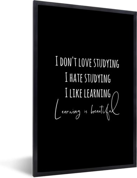 Fotolijst incl. Poster - Quote - Leren - Studeren - 20x30 cm - Posterlijst