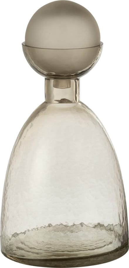 J-Line vaas Fles + Dop Yara - glas - grijs - medium - Ø 18 cm