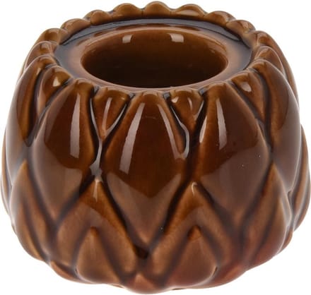 Artisjok theelichthouder 8cm bruin
