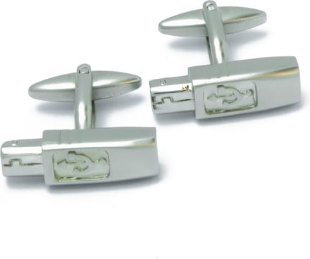 Manchetknopen - USB A Printer Kabel Zilverkleurig