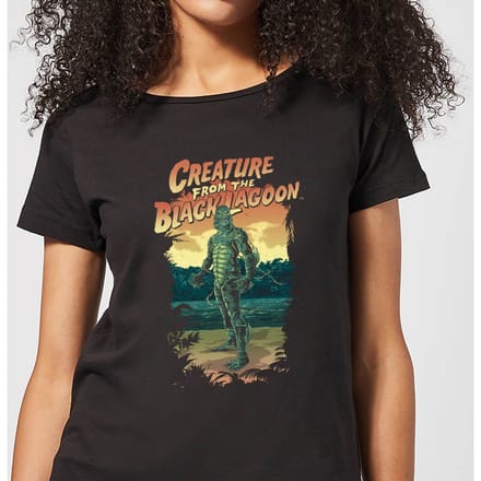 Universal Monsters Creature From The Black Lagoon Illustrated Dames T-shirt - Zwart - S