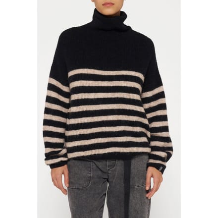 10DAYS Coll Sweater Knit Stripes Black/light Latte Größe: XS | Pullover Outlet | Damen | Schwarz
