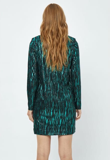 Minus Caia V-Neck Short Glitter Dress Jade Green
