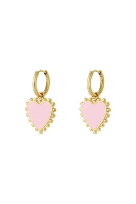 Funky hart oorbellen - Roze