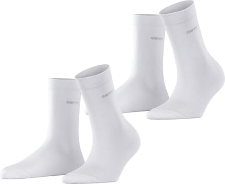 Esprit Basic Easy 2-Pack drukvrije comfort tailleband katoen multipack sokken dames wit - maat 39-42