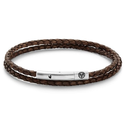 Collins 3 mm Bruine Leren Wikkelarmband