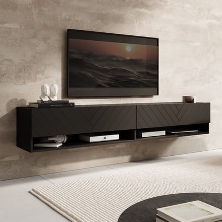 Meubella - TV-Meubel Asino - Zwart Visgraat - 180 cm