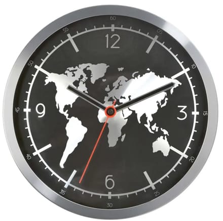 Sompex | Wandklok Earth | 8012 | Diameter 30.5 x 4cm | Zwart - Zilver
