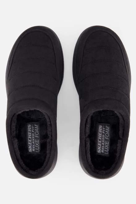 Skechers Relaxed Fit: Murette Garvanza Heren Muiltjes Van Microvezel In Het Zwart