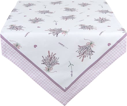 Clayre & Eef Tafelloper 50x160 cm Paars Wit Katoen Lavendel