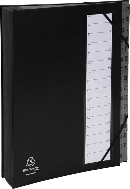 Exacompta 6x Sorteermap Ordonator® - 32 indelingen - genummerde tabs van 1 - 32 - Zwart - 56032E