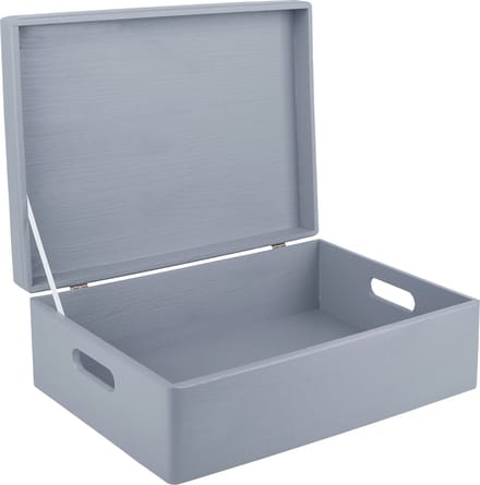 Creative Deco XL Houten Opbergkist Grijs – 40x30x14cm – Met Deksel, Handvat
