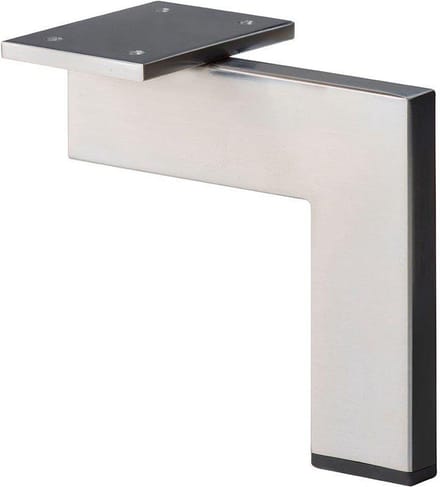 Stalen meubelpoot rvs look design 14 bij 1,5 cm en hoogte 16 cm - Set van 4 stuks