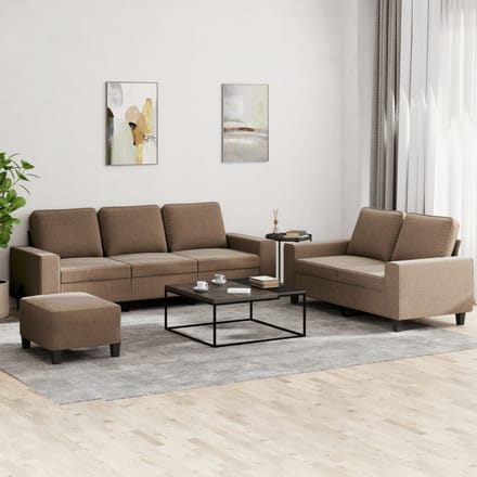 vidaXL - 3-delige - Loungeset - stof - bruin
