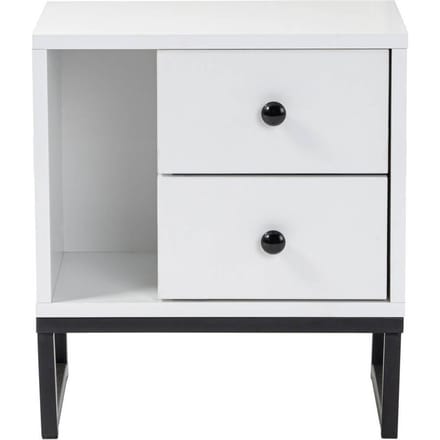 Asir - Nachttisch - 45,2 x 29,5 x 50 cm - Wit & Zwart
