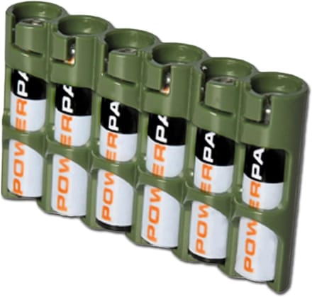 Batterijhouder Caddy - Batterij Organizer - Batterijen Opbergen - Compact Slimline Ontwerp - Voor 6 AAA - Olijfgroen