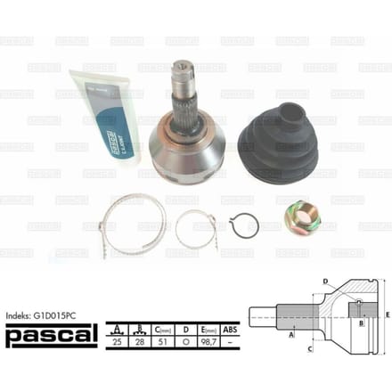 Homokineet reparatie set, aandrijfas PASCAL G1D015PC