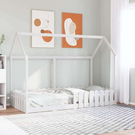 vidaXL - Bedhuis - wit - massief - grenenhout - 90x190 - cm