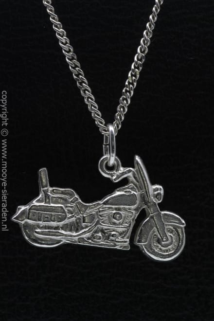Zilveren Harley Heritage met beschermplaat ketting hanger