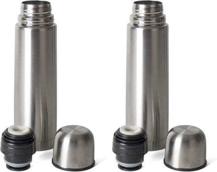 Gerimport Thermosfles - 2x stuks - RVS - 350 ml - isoleerfles met dopbeker - zilverkleurig