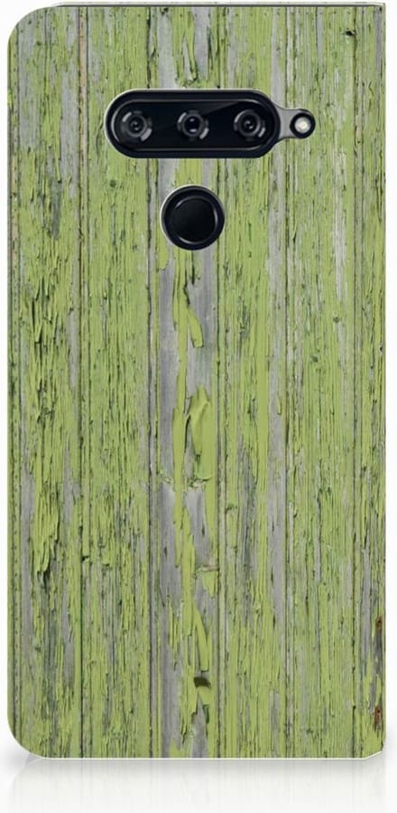 LG V40 Thinq Book Wallet Case Green Wood
