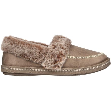 Skechers Dames Cosy CampF Leren Pantoffels (Taupe)