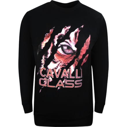 Cavalli Class Peeking Tiger Design zwart sweatshirt